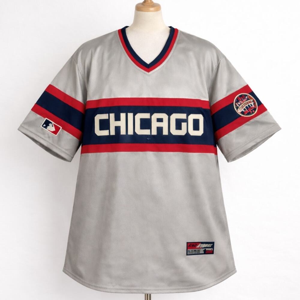 212 NYC Chicago #41 Baseball Jersey Size L Gray Red Navy World Champ Streetwear